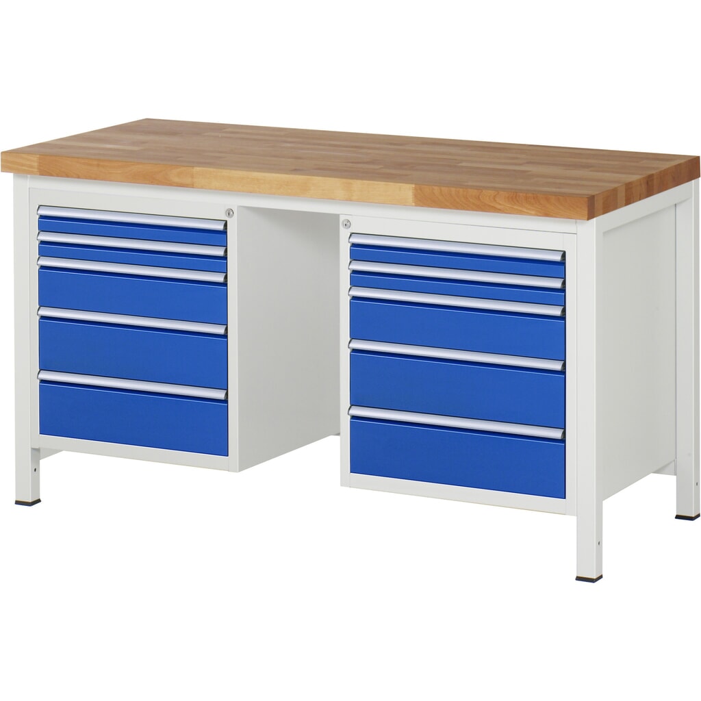 Banco da lavoro RAU serie 8000, 2 contenitori, AxLxP 840 x 1.500 x 700 mm, 10 cassetti estraibili al 90% 4 x 60, 4 x 120, 2 x 150 mm Immagine del prodotto n. 1: Banco da lavoro RAU serie 8000, 2 contenitori, AxLxP 840 x 1.500 x 700 mm, 10 cassetti estraibili al 90% 4 x 60, 4 x 120, 2 x 150 mm