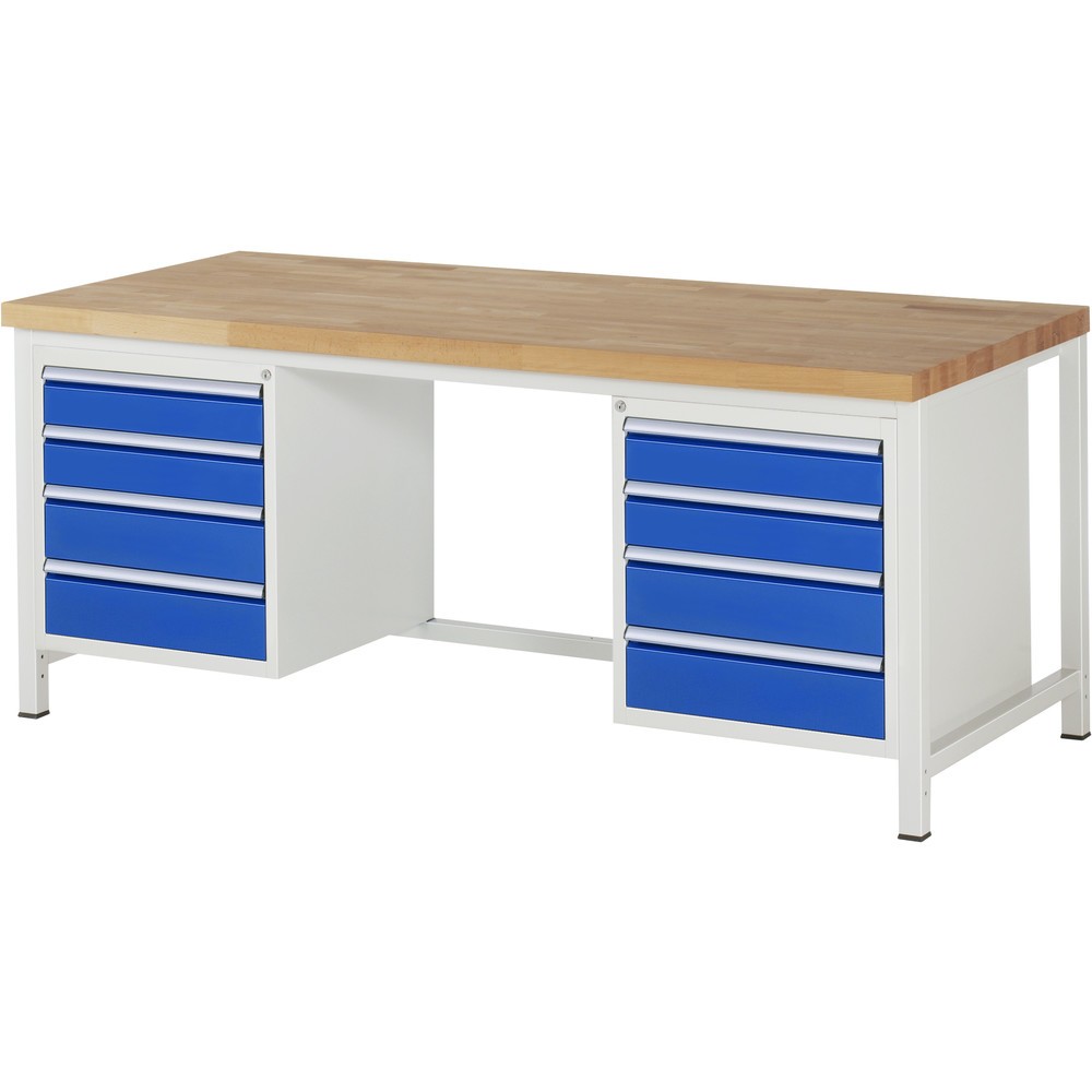 Immagine del prodotto n. 1: RAU Banco da lavoro Serie 8000, HxLxP 840-1.040 x 2.000 x 900 mm, 2 contenitori nella base, ciascuno con 4 cassetti