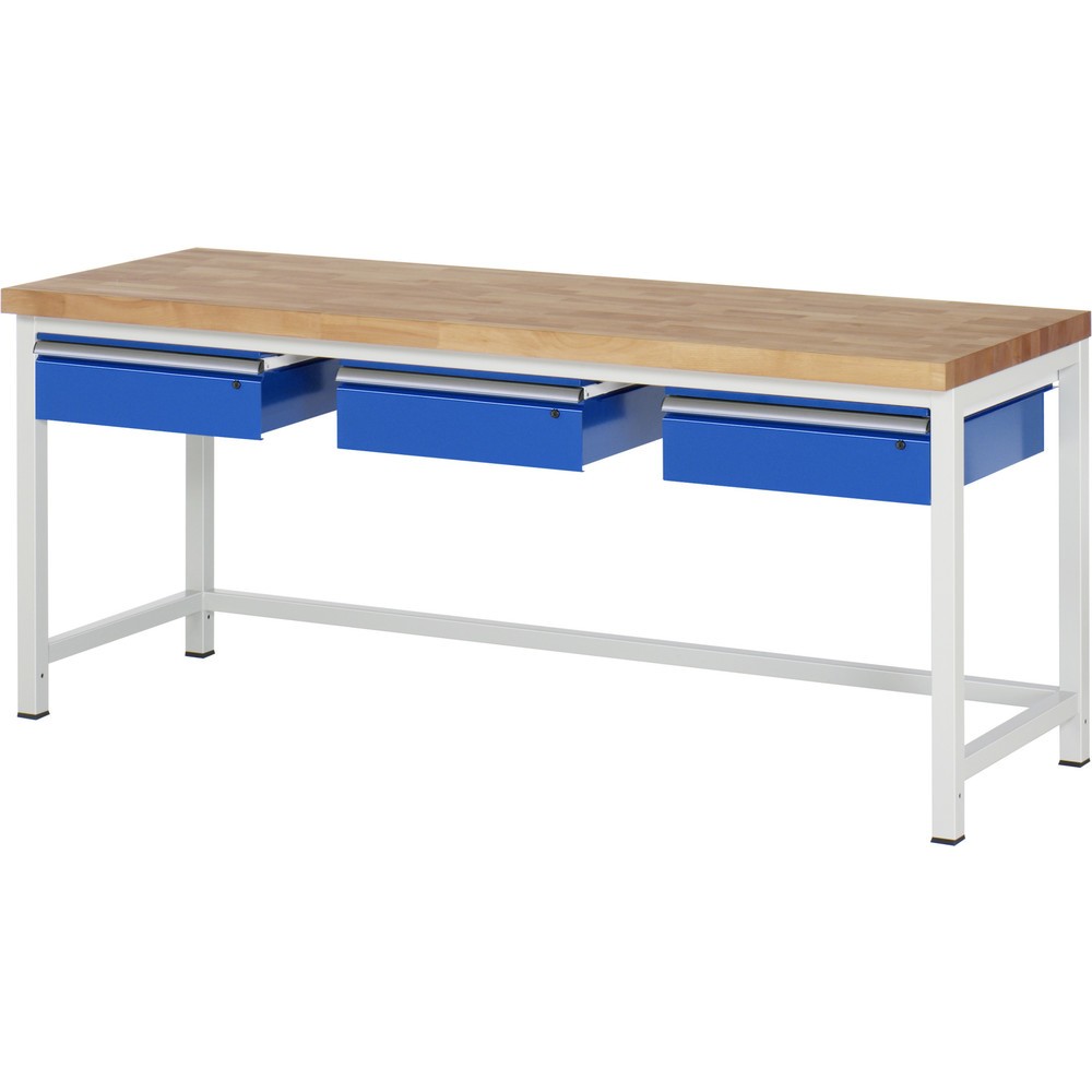 Immagine del prodotto n. 1: Banco da lavoro RAU serie 8000, AxLxP 840-1.040 x 2.000 x 700 mm, 3 cassetti, portata cassetti 50 kg