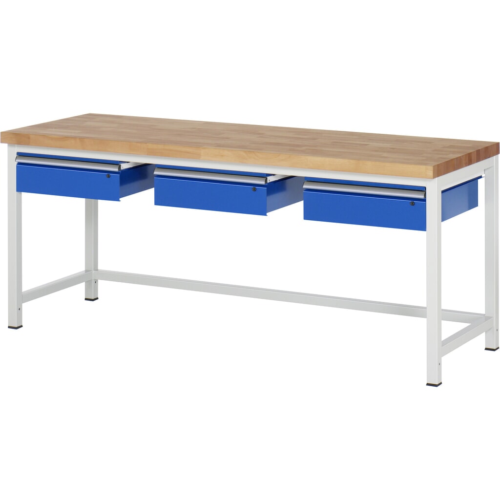 Banco da lavoro RAU serie 8000, AxLxP 840-1.040 x 2.000 x 700 mm, 3 cassetti, portata cassetti 50 kg Immagine del prodotto: Banco da lavoro RAU serie 8000, AxLxP 840-1.040 x 2.000 x 700 mm, 3 cassetti, portata cassetti 50 kg