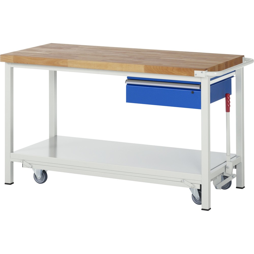 Immagine del prodotto n. 1: RAU Banco da lavoro con carrello Serie 8000, HxLxP 880 x 1.500 x 700 mm, piano di appoggio inferiore, con 1 cassetto