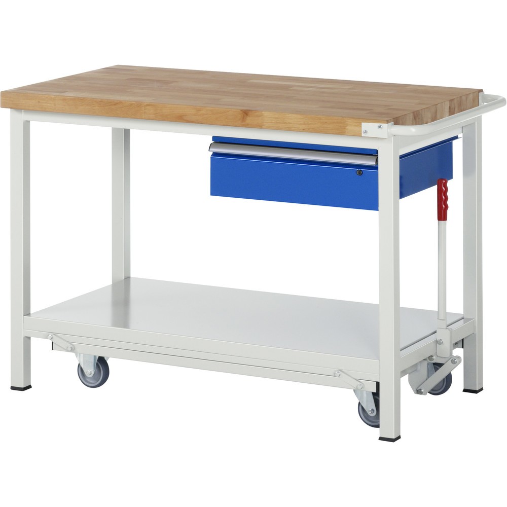 Immagine del prodotto n. 1: RAU Banco da lavoro con carrello Serie 8000, HxLxP 880 x 1.250 x 700 mm, piano di appoggio inferiore, con 1 cassetto