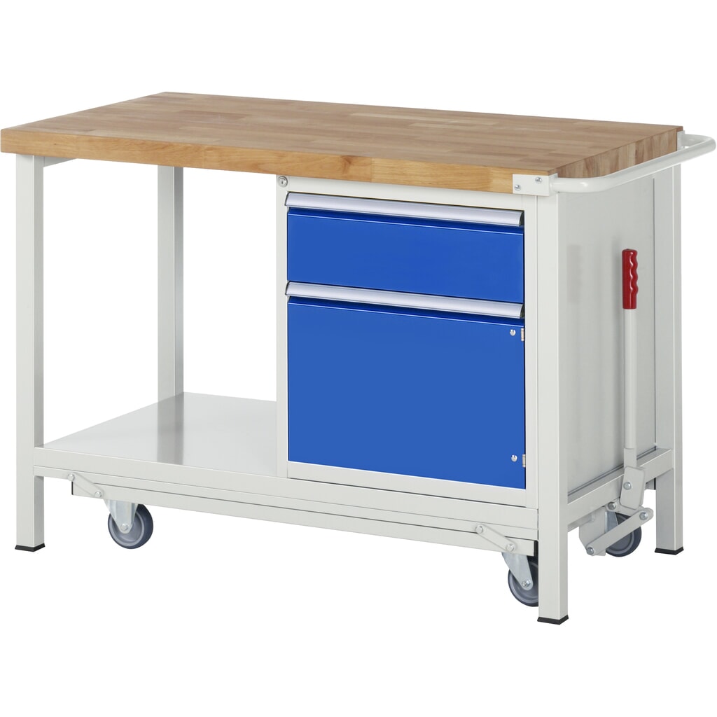 Immagine del prodotto: RAU Banco da lavoro con carrello Serie 8000, HxLxP 880 x 1.250 x 700 mm, 1 contenitore nella base a destra, con 1 cassetto e 1 anta battente