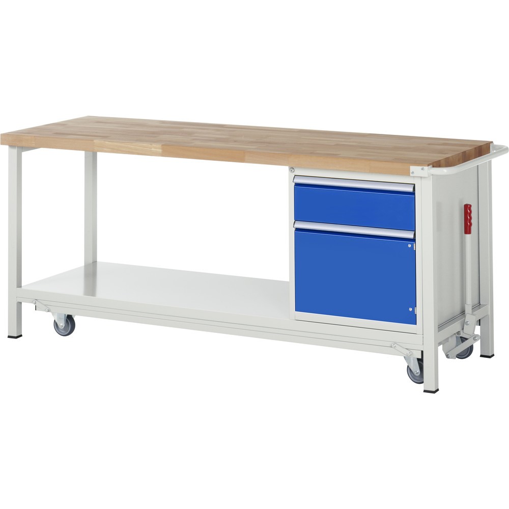 Immagine del prodotto n. 1: RAU Banco da lavoro con carrello Serie 8000, HxLxP 880 x 2.000 x 700 mm, 1 contenitore nella base a destra, con 1 cassetto e 1 anta battente