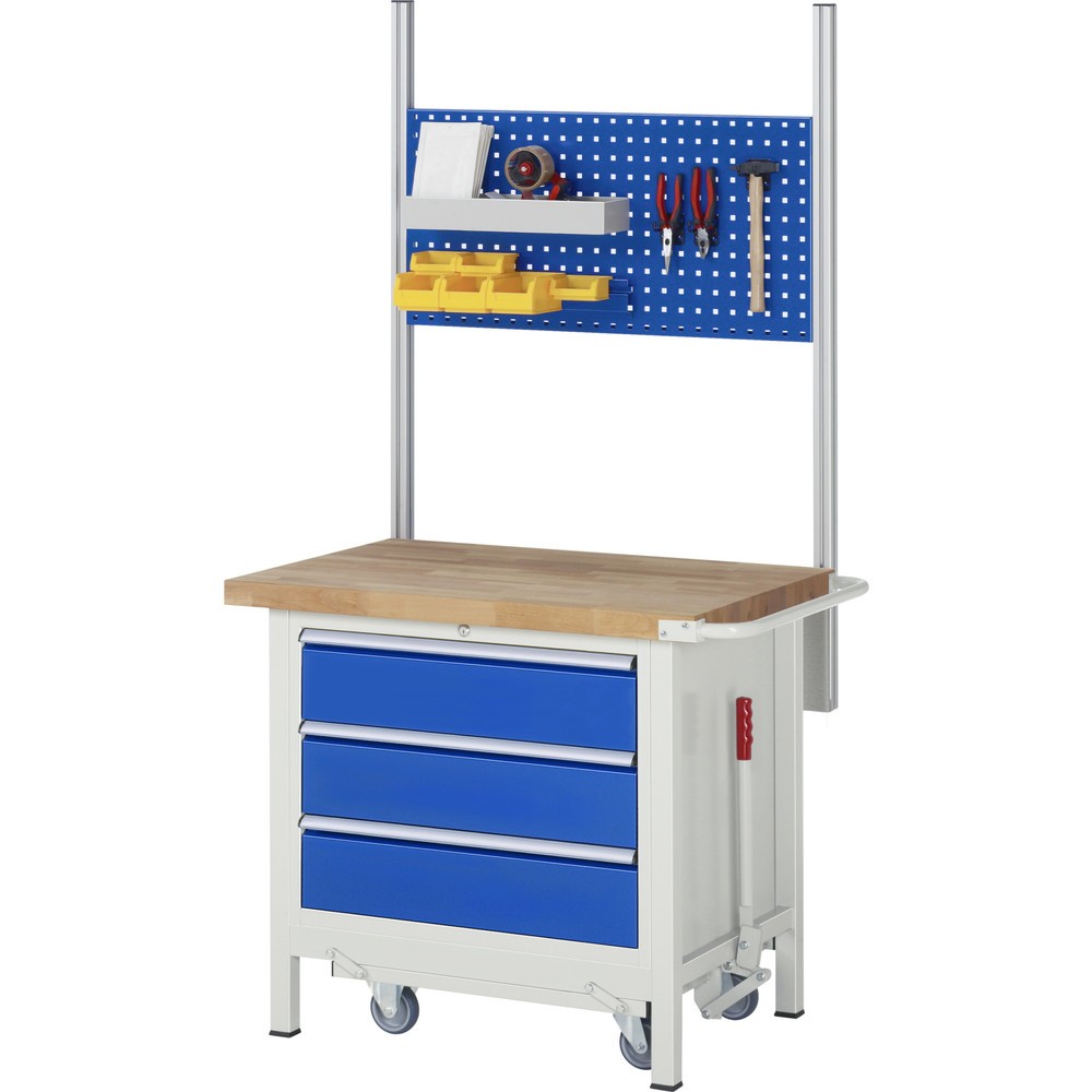Immagine del prodotto n. 6: Banco da lavoro RAU serie 8000 con telaio abbassabile, 1 contenitore, AxLxP 880 x 1.000 x 700 mm, 2 cassetti estraibili al 100%, portata cassetti 75 kg
