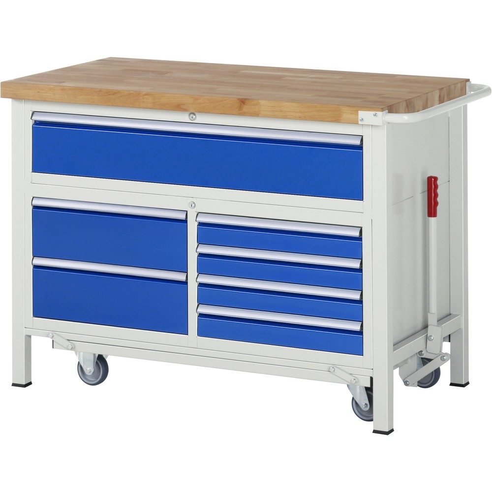 Immagine del prodotto: RAU Banco da lavoro con carrello Serie 8000, HxLxP 920 x 1.250 x 700 mm, 1 contenitore triplo nella base, con 7 cassetti