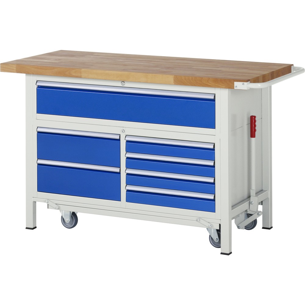 Immagine del prodotto: RAU Banco da lavoro con carrello Serie 8000, HxLxP 920 x 1.500 x 700 mm, 1 contenitore triplo nella base, con 7 cassetti