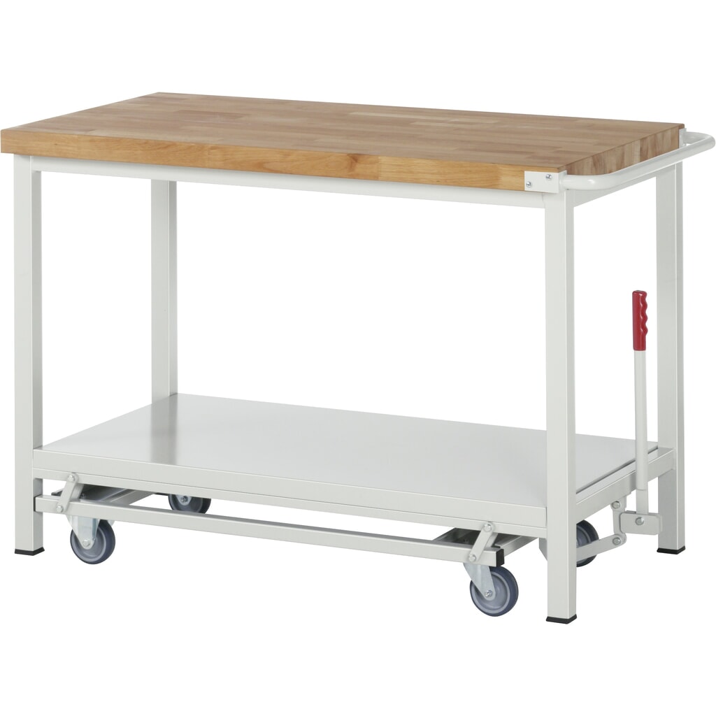 Immagine del prodotto n. 6: Banco da lavoro RAU serie 8000 con telaio abbassabile, 1 contenitore doppio, AxLxP 880 x 1.250 x 700 mm, 4 cassetti estraibili al 90%, 1 ripiano