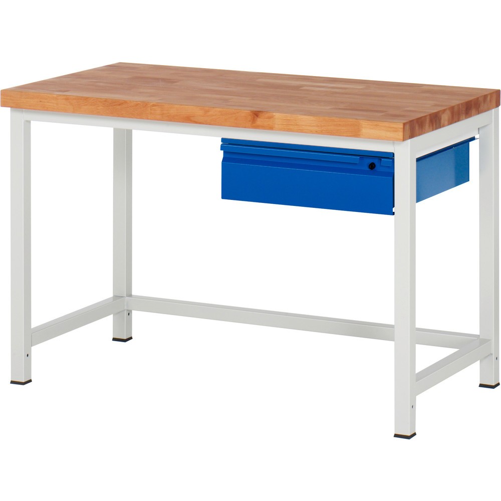 Immagine del prodotto n. 1: Banco da lavoro RAU serie 8000, piano di lavoro in faggio massiccio, spessore 40 mm, AxLxP 840 x 1.250 x 700 mm, 1 cassetto 1 x 150 mm