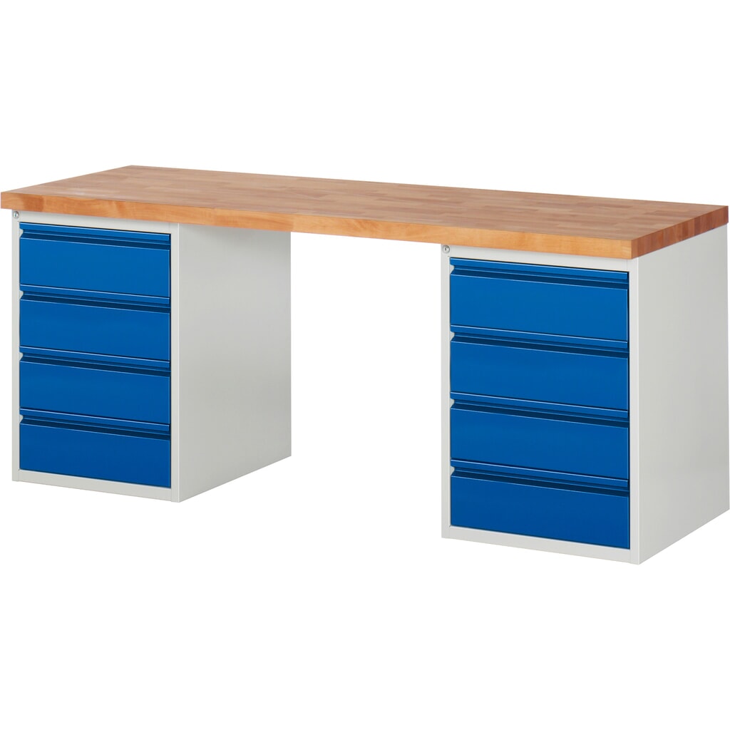 Immagine del prodotto: Banco da lavoro Steinbock®, con 2x 4 cassetti, AxLxP 840 x 2.000 x 700 mm, RAL 7035/5010