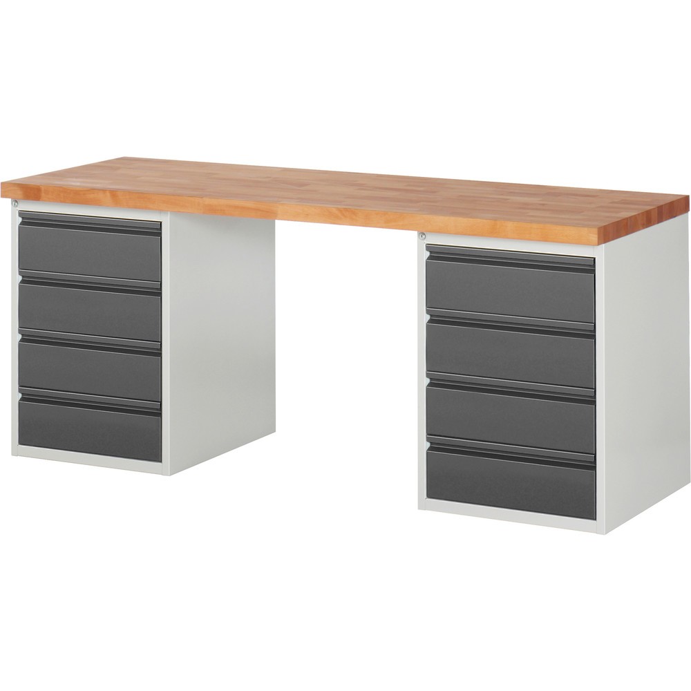 Immagine del prodotto n. 1: Banco da lavoro Steinbock®, con 2x 4 cassetti, AxLxP 840 x 2.000 x 700 mm, RAL 7035/7016