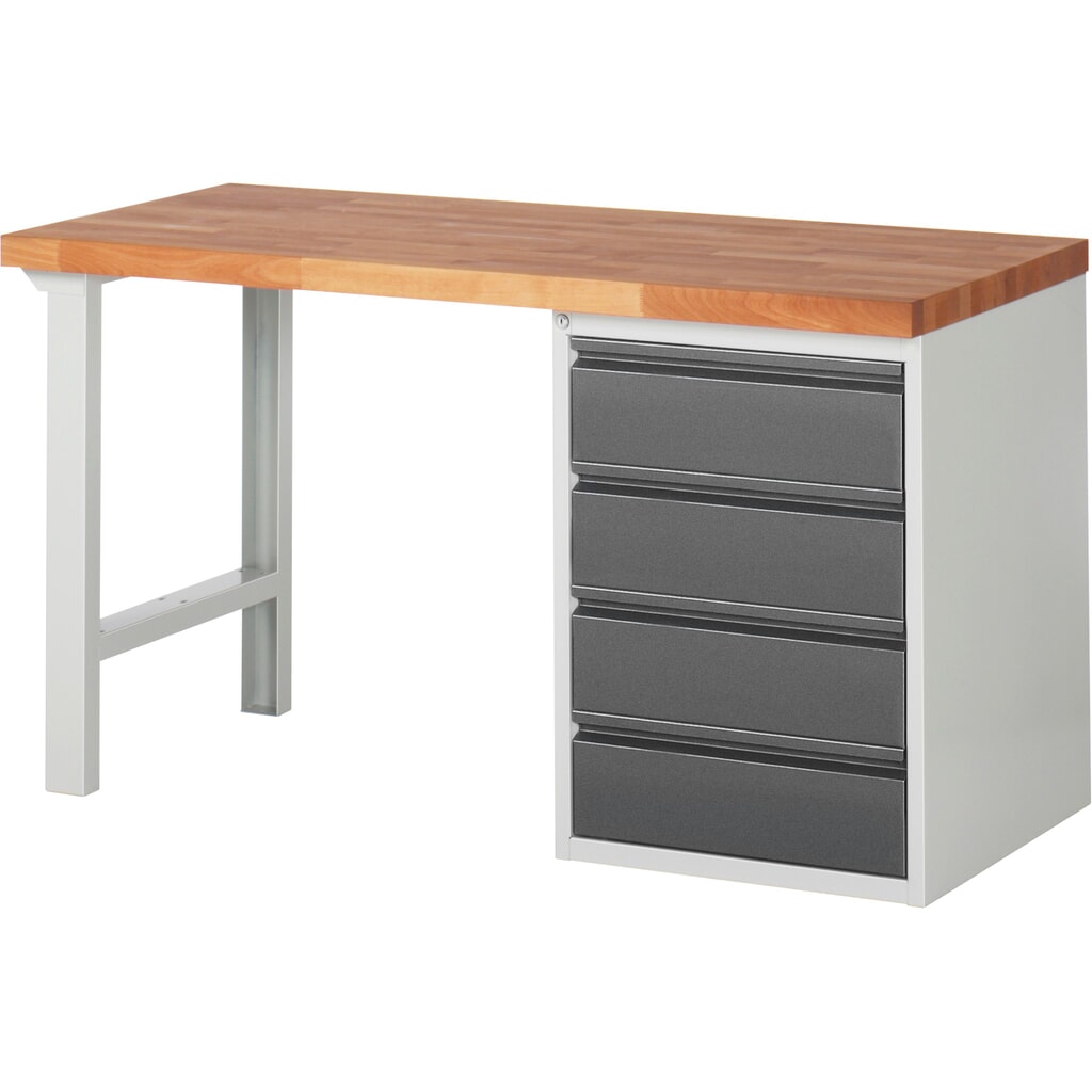 Banco da lavoro Steinbock®, con 4 cassetti, AxLxP 840 x 1.500 x 700 mm, RAL 7035/7016 Immagine del prodotto: Banco da lavoro Steinbock®, con 4 cassetti, AxLxP 840 x 1.500 x 700 mm, RAL 7035/7016