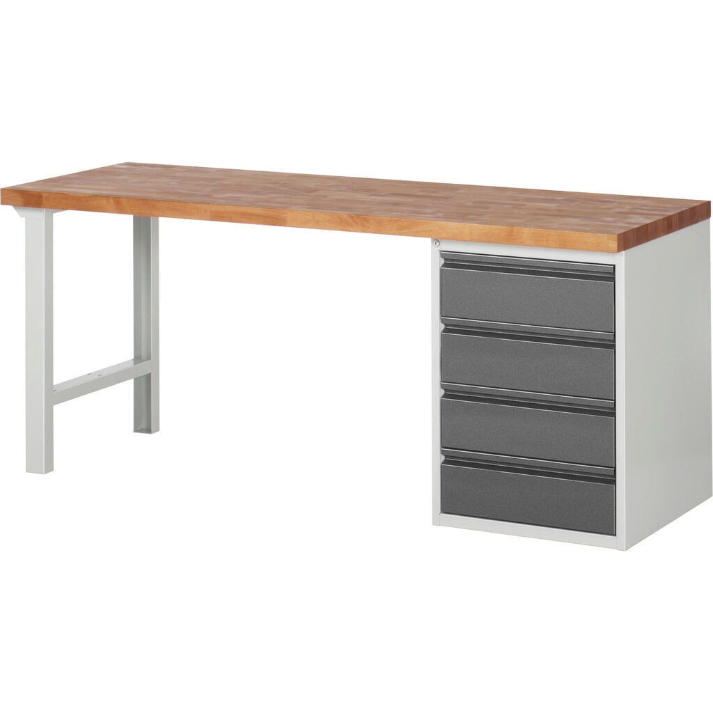 Banco da lavoro Steinbock®, con 4 cassetti, AxLxP 840 x 2.000 x 700 mm, RAL 7035/7016 Immagine del prodotto: Banco da lavoro Steinbock®, con 4 cassetti, AxLxP 840 x 2.000 x 700 mm, RAL 7035/7016
