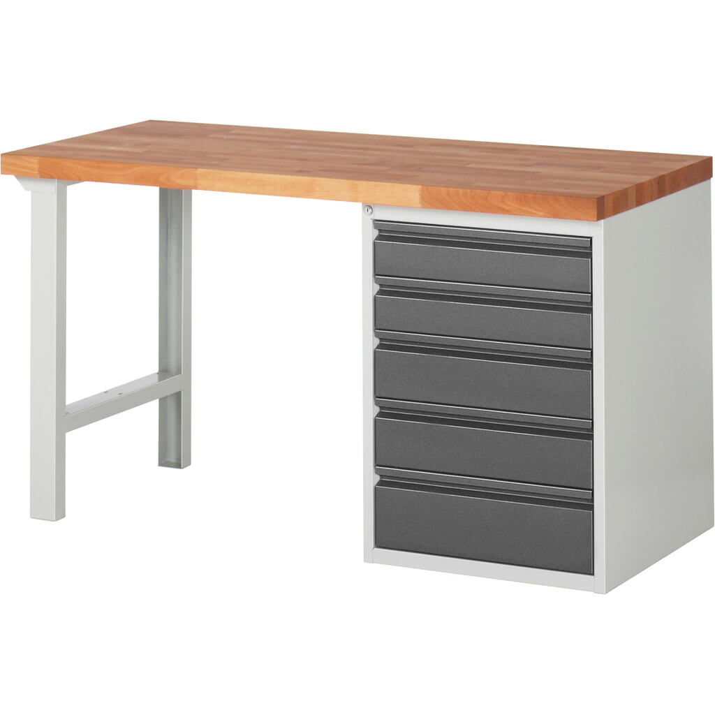 Banco da lavoro Steinbock®, con 5 cassetti, AxLxP 840 x 1.500 x 700 mm, RAL 7035/7016 Immagine del prodotto: Banco da lavoro Steinbock®, con 5 cassetti, AxLxP 840 x 1.500 x 700 mm, RAL 7035/7016