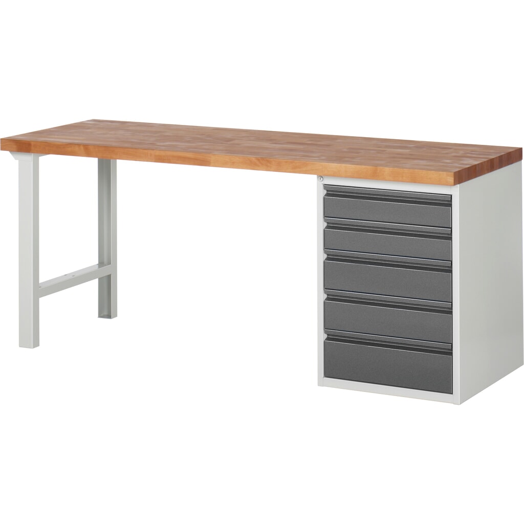 Banco da lavoro Steinbock®, con 5 cassetti, AxLxP 840 x 2.000 x 700 mm, RAL 7035/7016 Immagine del prodotto: Banco da lavoro Steinbock®, con 5 cassetti, AxLxP 840 x 2.000 x 700 mm, RAL 7035/7016