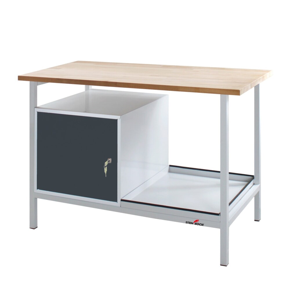 Immagine del prodotto: Banco da lavoro Steinbock® Cube, 1 anta, portata 300 kg, AxLxP 825 x 1.200 x 600 mm, RAL 7035/7016