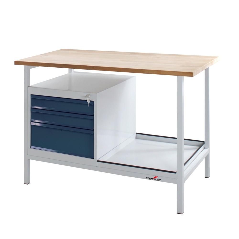 Immagine del prodotto n. 1: Banco da lavoro Steinbock® Cube, 3 cassetti, portata 300 kg, AxLxP 825 x 1.200 x 600 mm, RAL 7035/7016