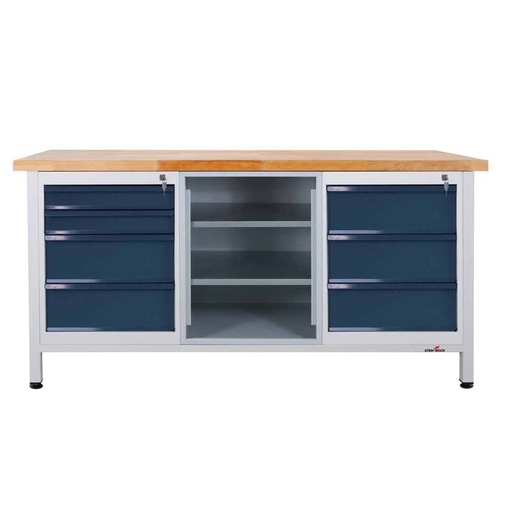 Immagine del prodotto n. 1: Banco da lavoro Steinbock® Extra, 7 cassetti, 1 scomparto per scaffali, portata 500 kg, AxLxP 840 x 1.700 x 600 mm, RAL 7035/7016