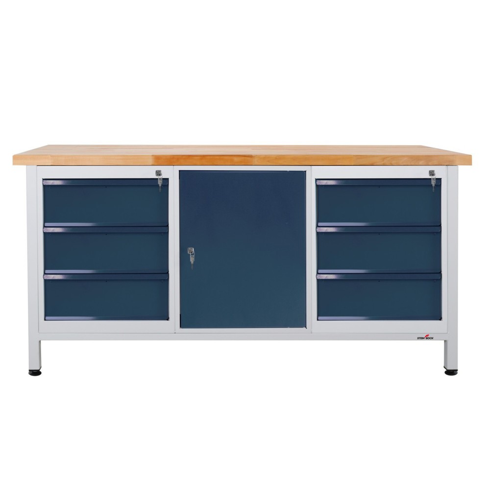Immagine del prodotto n. 1: Banco da lavoro Steinbock® Extra, 6 cassetti, 1 anta, portata 500 kg, AxLxP 840 x 1.700 x 600 mm, RAL 7035/7016