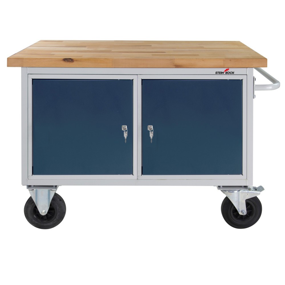 Immagine del prodotto n. 1: Banco di lavoro Steinbock® Motion, mobile, 2 ante, portata 500 kg, AxLxP 827 x 1.300 x 600 mm, RAL 7035/7016