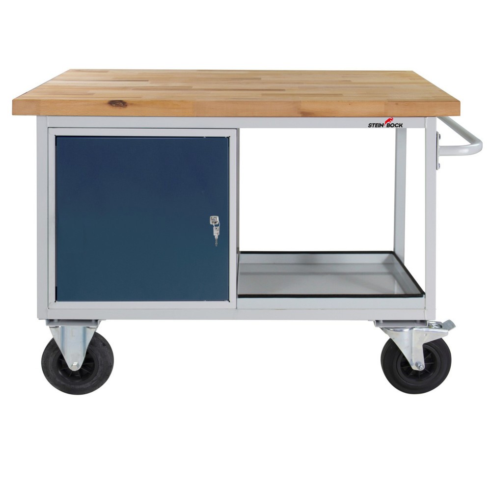 Immagine del prodotto: Banco di lavoro Steinbock® Motion, mobile, 1 anta, portata 500 kg, AxLxP 827 x 1.300 x 600 mm, RAL 7035/7016