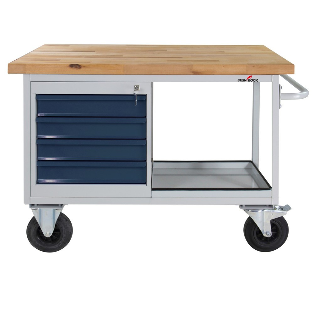 Immagine del prodotto n. 1: Banco da lavoro Steinbock® Motion, mobile, 4 cassetti, portata 500 kg, AxLxP 827 x 1.300 x 600 mm, RAL 7035/7016