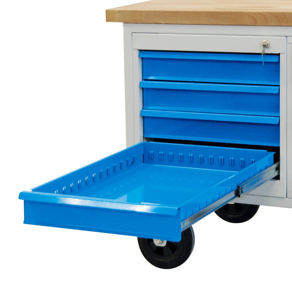 Immagine del prodotto n. 2: Banco da lavoro Steinbock® Motion, mobile, 4 cassetti, portata 500 kg, AxLxP 827 x 1.300 x 600 mm, RAL 7035/5012
