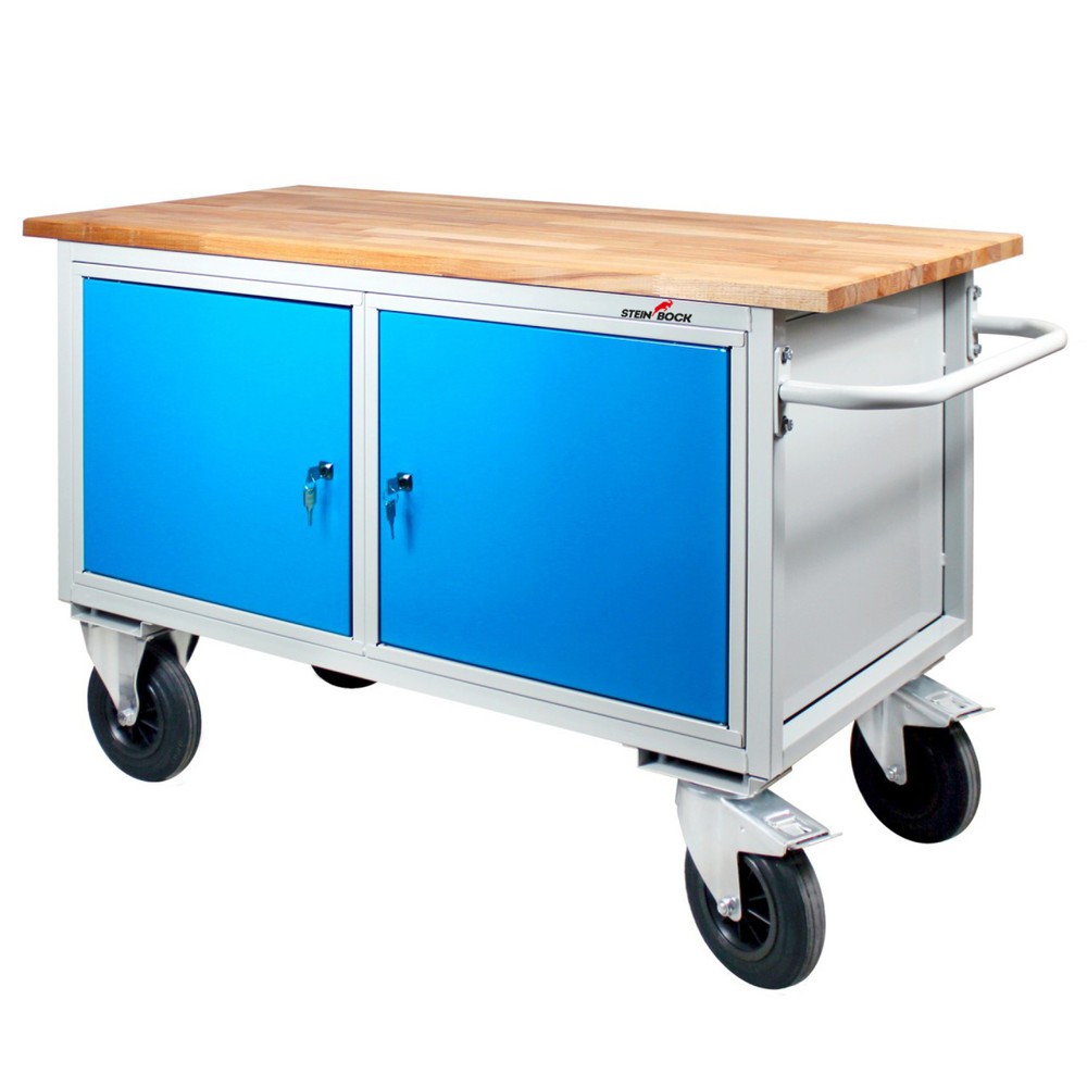 Immagine del prodotto n. 1: Banco di lavoro Steinbock® Motion, mobile, 2 ante, portata 500 kg, AxLxP 827 x 1.300 x 600 mm, RAL 7035/5012