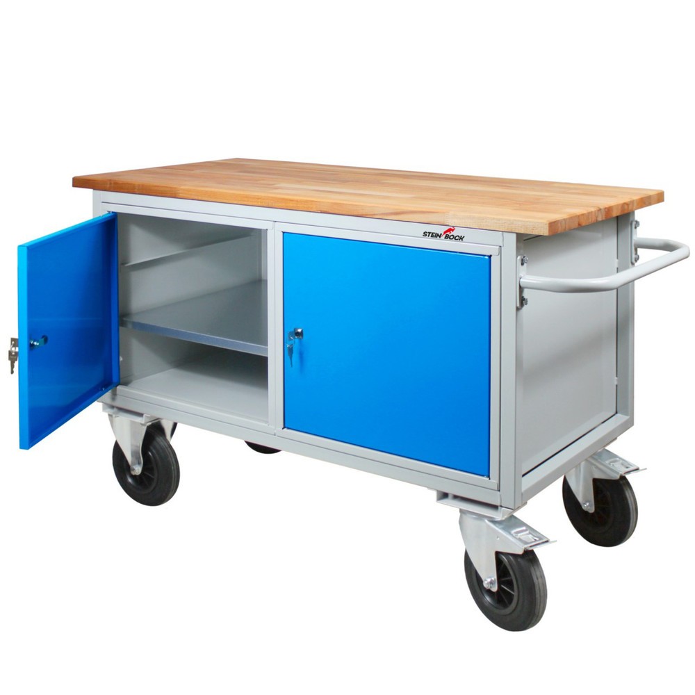 Immagine del prodotto n. 2: Banco di lavoro Steinbock® Motion, mobile, 2 ante, portata 500 kg, AxLxP 827 x 1.300 x 600 mm, RAL 7035/5012