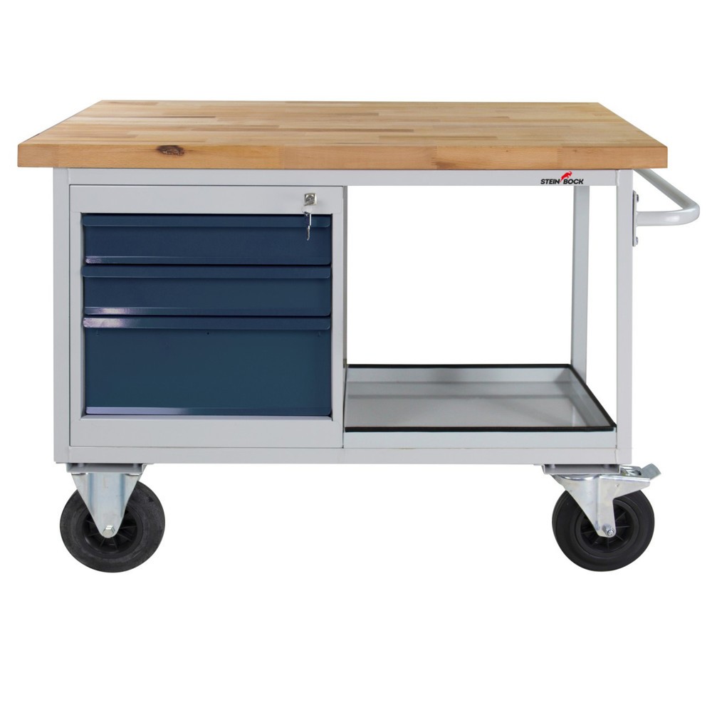 Immagine del prodotto n. 1: Banco da lavoro Steinbock® Motion, mobile, 3 cassetti, portata 500 kg, AxLxP 827 x 1.300 x 600 mm, RAL 7035/7016