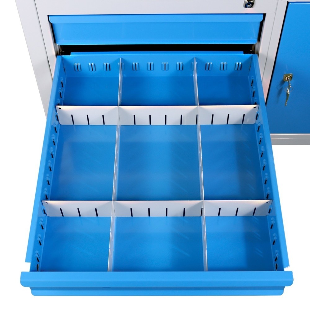 Immagine del prodotto n. 3: Banco da lavoro Steinbock® Premium, 1 ripiano, 3 cassetti, 1 anta, portata 300 kg, AxLxP 840 x 1.200 x 600 mm, RAL 7035/5012