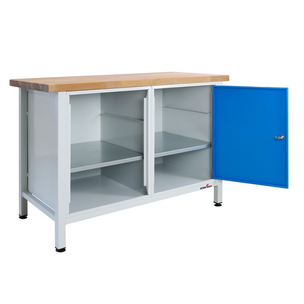 Immagine del prodotto n. 5: Banco da lavoro Steinbock® Premium, 1 scomparto per scaffali, 1 anta, portata 300 kg, AxLxP 840 x 1.200 x 600 mm, RAL 7035/5012
