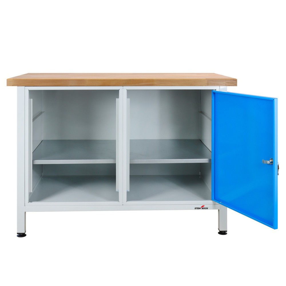 Immagine del prodotto n. 6: Banco da lavoro Steinbock® Premium, 1 scomparto per scaffali, 1 anta, portata 300 kg, AxLxP 840 x 1.200 x 600 mm, RAL 7035/5012