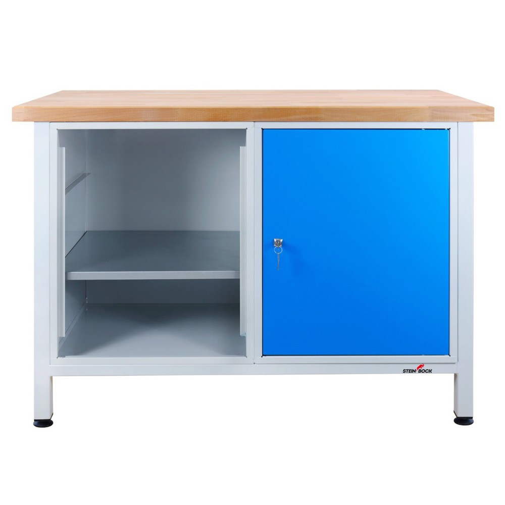 Immagine del prodotto n. 7: Banco da lavoro Steinbock® Premium, 1 scomparto per scaffali, 1 anta, portata 300 kg, AxLxP 840 x 1.200 x 600 mm, RAL 7035/5012