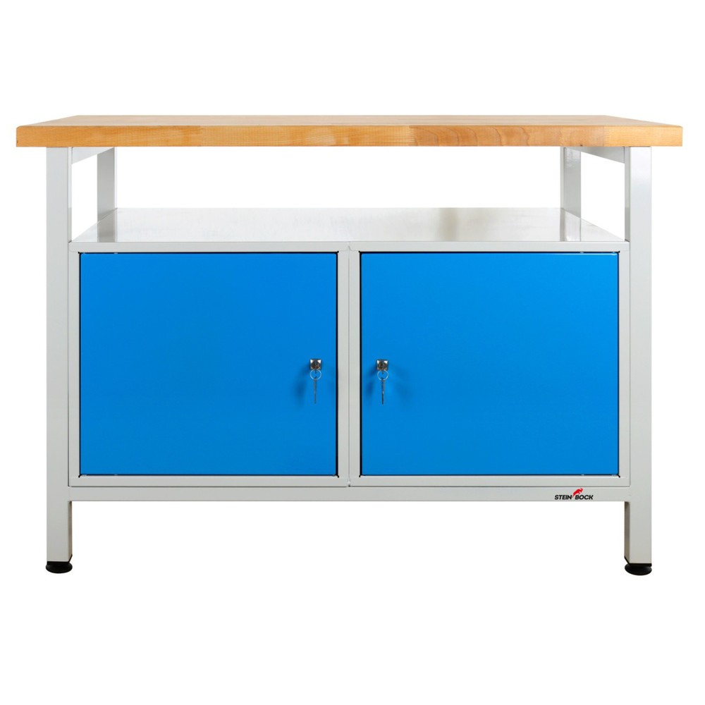 Immagine del prodotto n. 7: Banco da lavoro Steinbock® Premium, 1 ripiano, 2 ante, portata 300 kg, AxLxP 840 x 1.200 x 600 mm, RAL 7035/5012