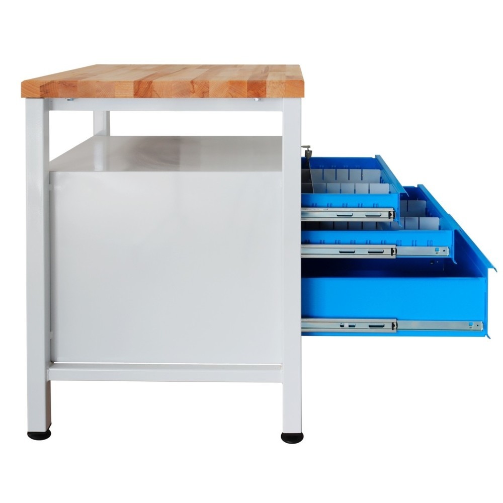Immagine del prodotto n. 4: Banco da lavoro Steinbock® Premium, 1 ripiano, 3 cassetti, portata 300 kg, AxLxP 840 x 600 x 600 mm, RAL 7035/5012