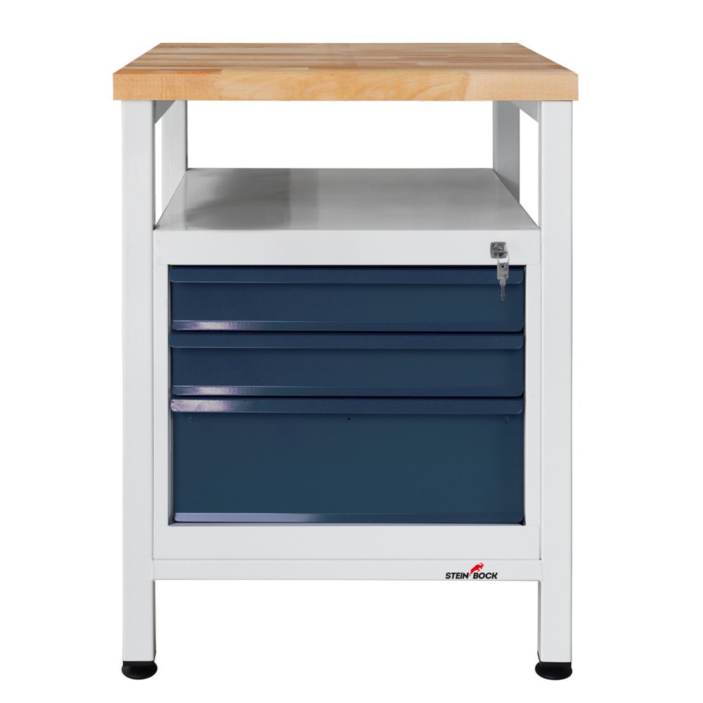 Immagine del prodotto n. 1: Banco da lavoro Steinbock® Premium, 1 ripiano, 3 cassetti, portata 300 kg, AxLxP 840 x 600 x 600 mm, RAL 7035/7016