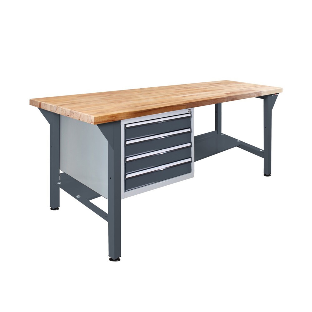 Immagine del prodotto: Banco da lavoro Steinbock® Pro, 4 cassetti, 1 ripiano, portata 500 kg, AxLxP 850 x 2.000 x 750 mm, RAL 7016
