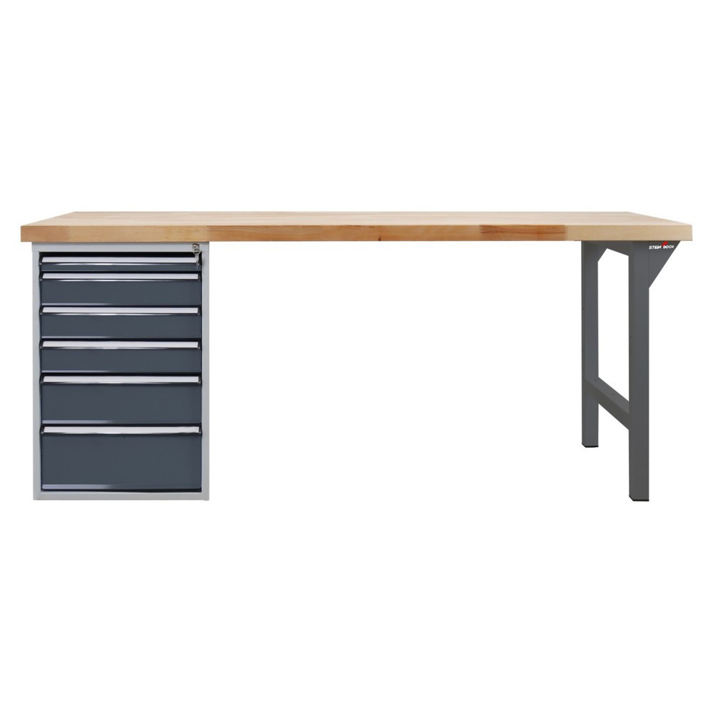 Immagine del prodotto n. 2: Banco da lavoro Steinbock® Pro, 6 cassetti, portata 500 kg, AxLxP 850 x 2.000 x 750 mm, RAL 7016