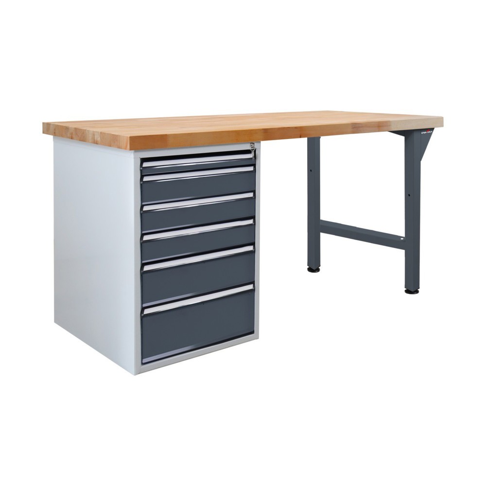 Immagine del prodotto n. 1: Banco da lavoro Steinbock® Pro, 6 cassetti, portata 500 kg, AxLxP 850 x 2.000 x 750 mm, RAL 7016