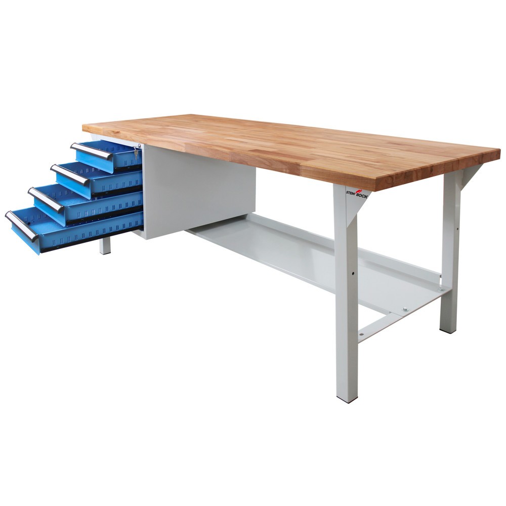 Immagine del prodotto n. 5: Banco da lavoro Steinbock® Pro, 4 cassetti, 1 ripiano, portata 500 kg, AxLxP 850 x 2.000 x 750 mm, RAL 7035/5012
