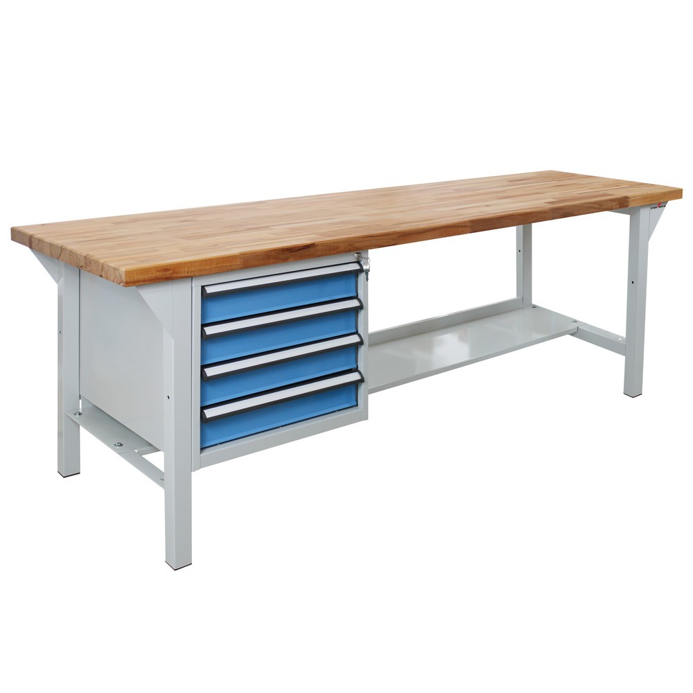 Immagine del prodotto n. 1: Banco da lavoro Steinbock® Pro, 4 cassetti, 1 ripiano, portata 500 kg, AxLxP 850 x 2.000 x 750 mm, RAL 7035/5012