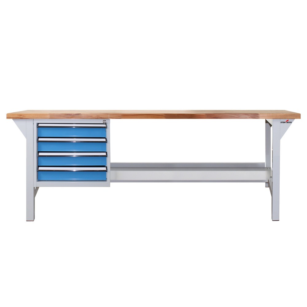 Immagine del prodotto n. 6: Banco da lavoro Steinbock® Pro, 4 cassetti, 1 ripiano, portata 500 kg, AxLxP 850 x 2.000 x 750 mm, RAL 7035/5012