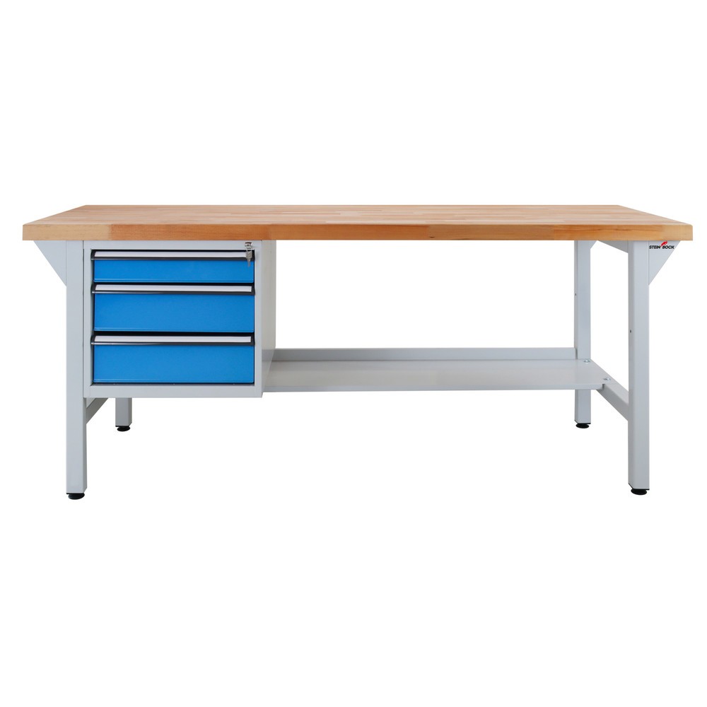 Immagine del prodotto n. 2: Banco da lavoro Steinbock® Pro, 3 cassetti, 1 ripiano, portata 500 kg, AxLxP 850 x 2.000 x 750 mm, RAL 7035/5012