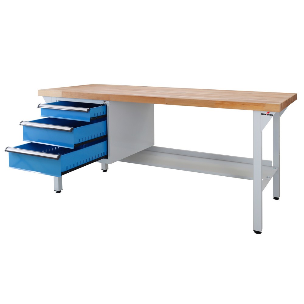 Immagine del prodotto n. 6: Banco da lavoro Steinbock® Pro, 3 cassetti, 1 ripiano, portata 500 kg, AxLxP 850 x 2.000 x 750 mm, RAL 7035/5012