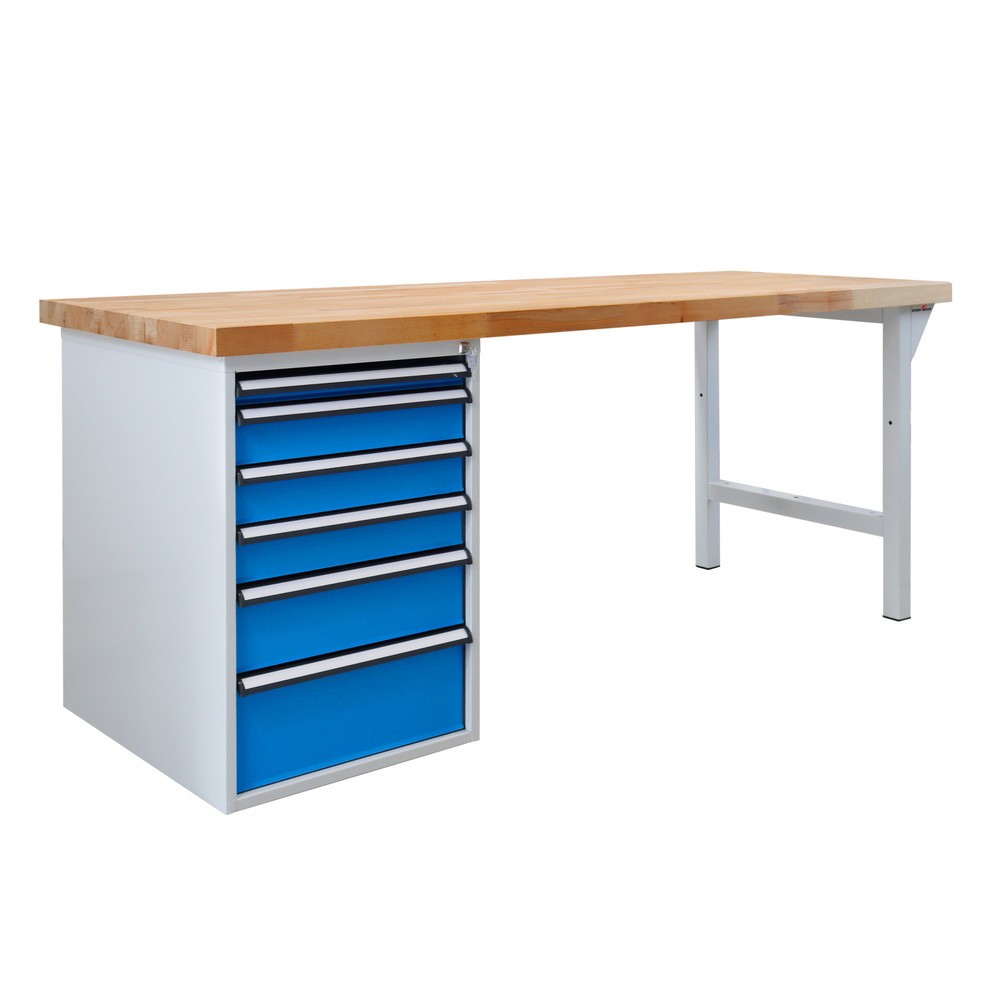 Immagine del prodotto n. 1: Banco da lavoro Steinbock® Pro, 6 cassetti, portata 500 kg, AxLxP 850 x 2.000 x 750 mm, RAL 7035/5012