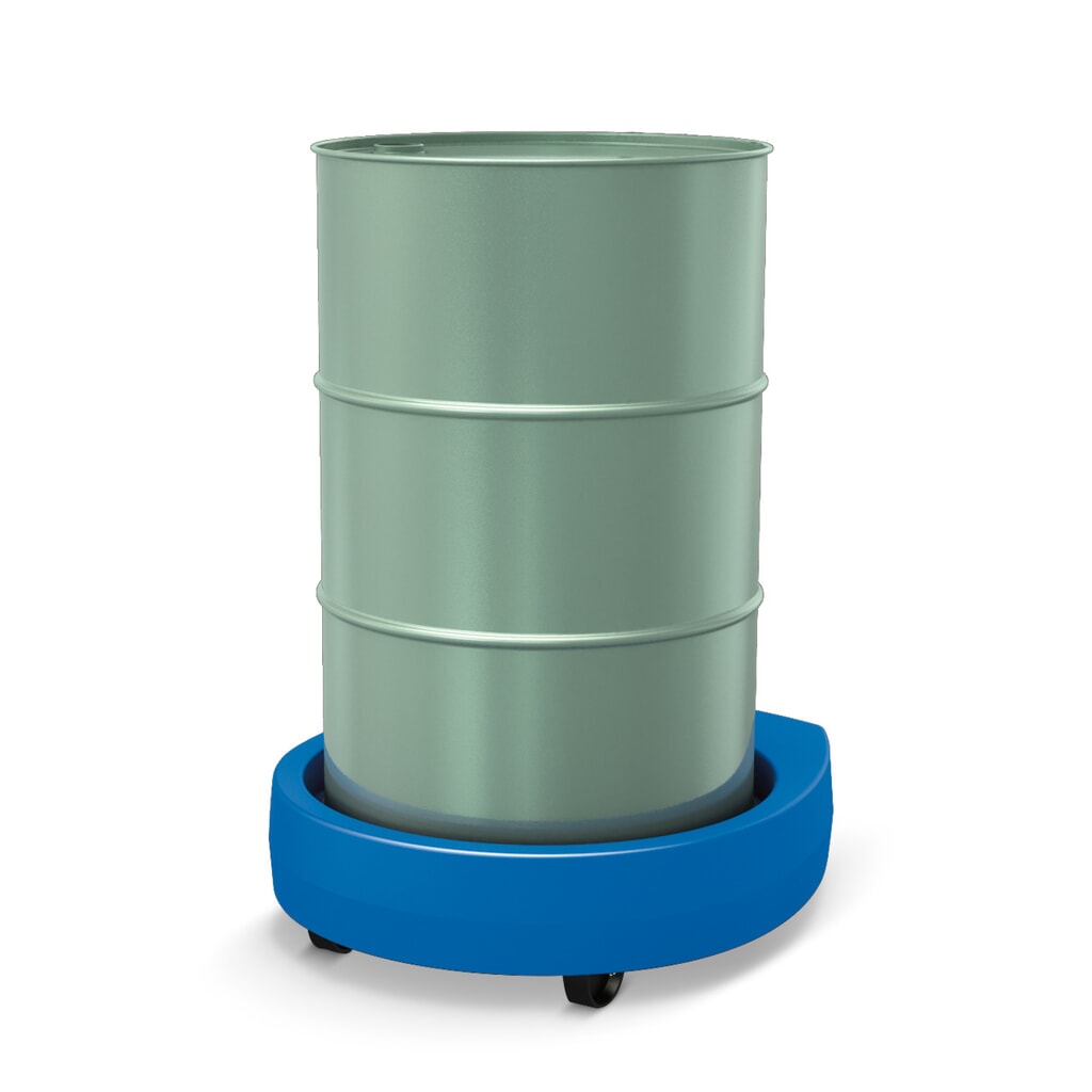 Base circolare per fusti, portata 300 kg, vasca di raccolta integrata, senza timone Immagine del prodotto: Base circolare per fusti, portata 300 kg, vasca di raccolta integrata, senza timone