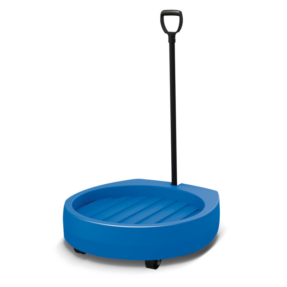 Immagine del prodotto: Base circolare per fusti, portata 300 kg, vasca di raccolta integrata, con timone