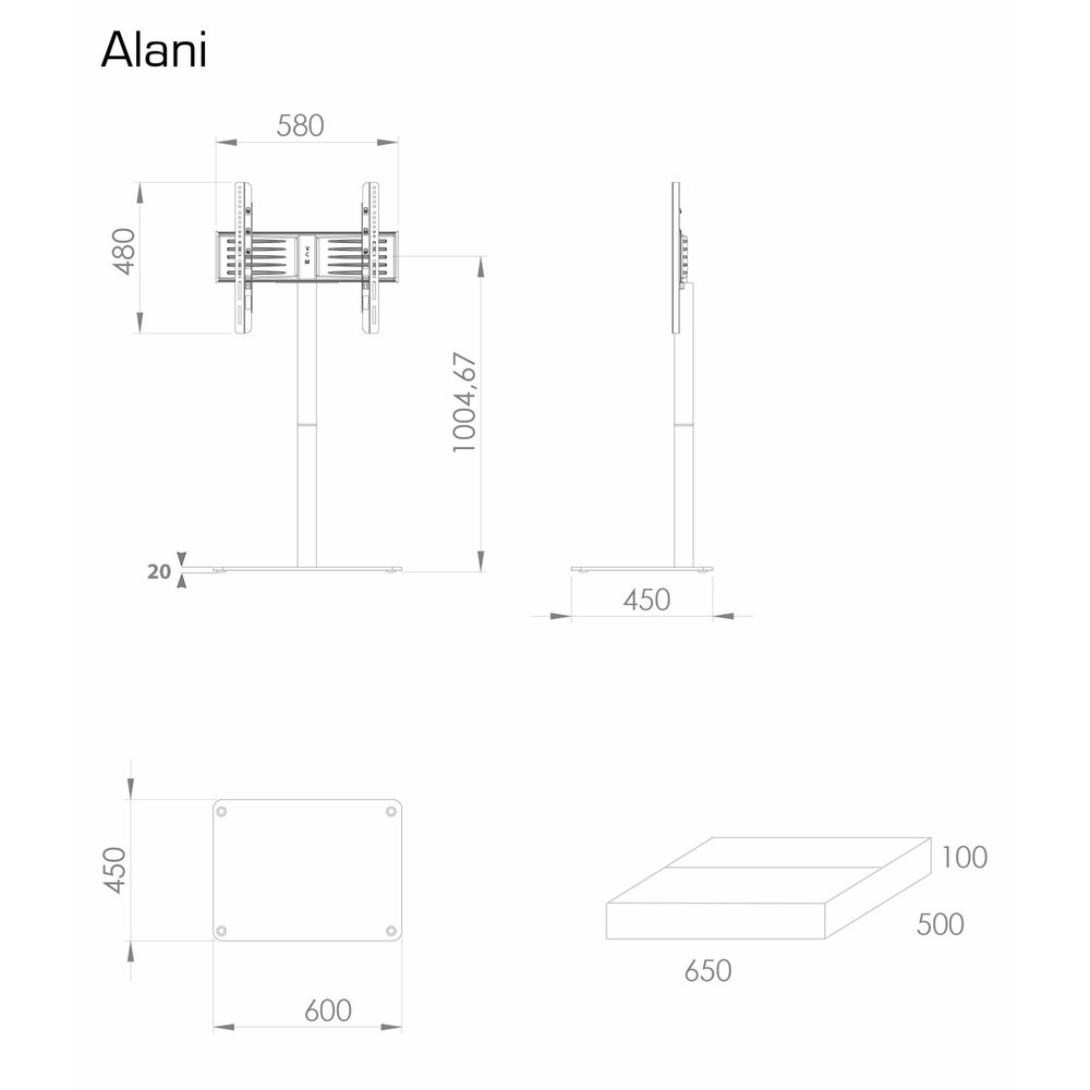 Immagine del prodotto n. 4: VCM base per TV Alani, argento