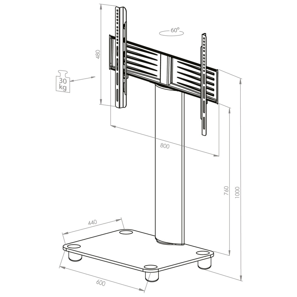 Immagine del prodotto n. 4: VCM base per TV Tosal, argento